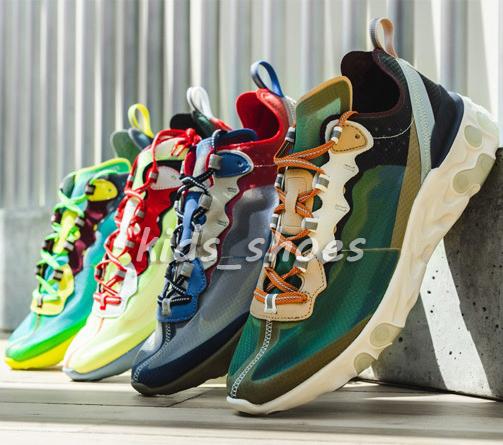 New React Element 87 Mens Womens High Quality Fashion Designer Sail Light Bone Signal Blue Green Mist Electric Yellow Casual Shoes
