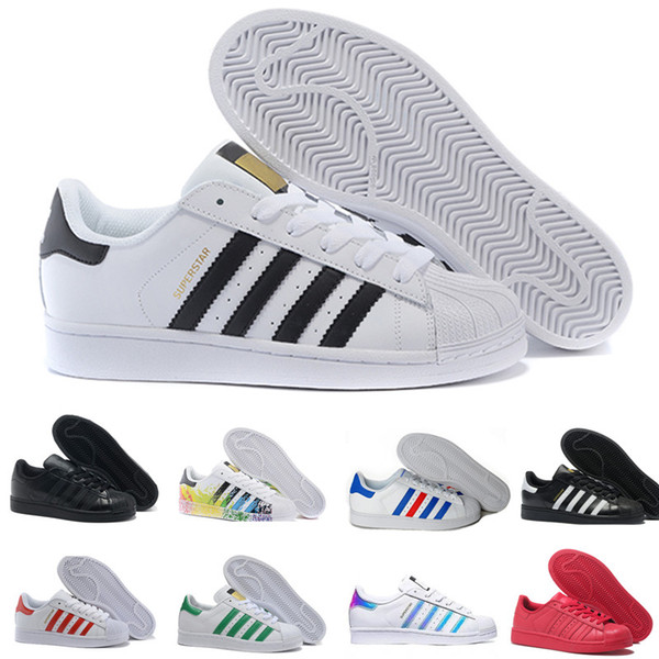 2018 Superstar Original White Hologram Iridescent Junior Gold Superstars Sneakers Originals Super Star Women Men Sport casual Shoes 36-45