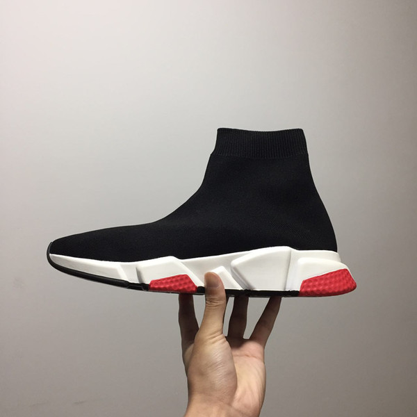 2018 Luxury Sock Shoe Speed Trainers Sneakers Speed Trainer Sock Race Luxury Black Shoes Men And Women Nice Black Shoes 36-45