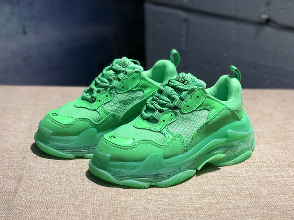 With Box Fashion Paris 17FW Triple-S Shoes Dark Green Triple S Casual shoes Dad Shoes for Men Women Beige Black Sports Tennis 35-45
