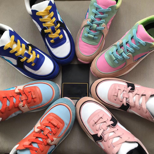 2019 New Color Brand Shoes Original Fashion Logo Sneakers Men Women Leather Flats Luxury Designer Runner Trainers sport Casual Shoes 35-45