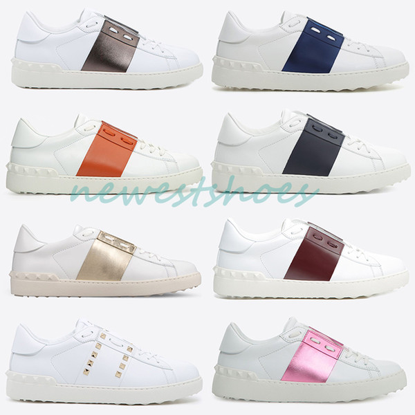Best Quality Valen Garavani White Fashion Brand Designer Luxury Shoes Mens Women Leather Casual Open Low Sneakers With Box Size 35-46