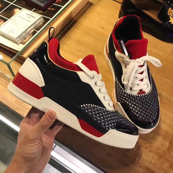 Name Brand Casual Shoe Man Red Bottom Sneaker Flat New Designer Lace Up High Top Mixed Colors Black White Trainers Size 38-46