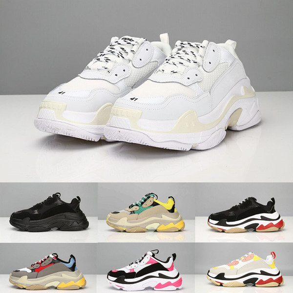 Hot Sale 2019 Fashion Paris 17FW Triple-S Sneaker Triple S Casual Luxury Dad Shoes for Men Women Beige Black Sports Tennis Running Shoe