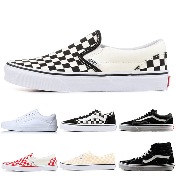 Vans Authentic Old Skool Canvas Sneakers Fear of God Classic Slip-on Triple Black White YACHT CLUB Mens Women Skateboard Casual Shoes