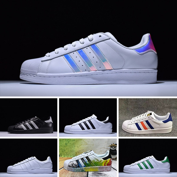 2016 NEW Originals Sup White Hologram Iridescent Junior Sup 80s Pride Sne Super Star Women Men Sport casual Shoes 36-44