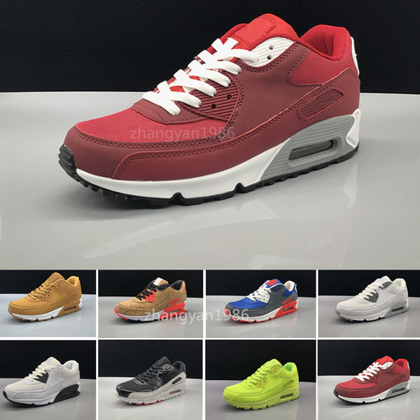 2018 Cheap Men Women Sneakers Shoes Classic 90 Men Casual Shoes Wholesale Drop Shipping Sports Trainer Air Cushion Sports Shoes