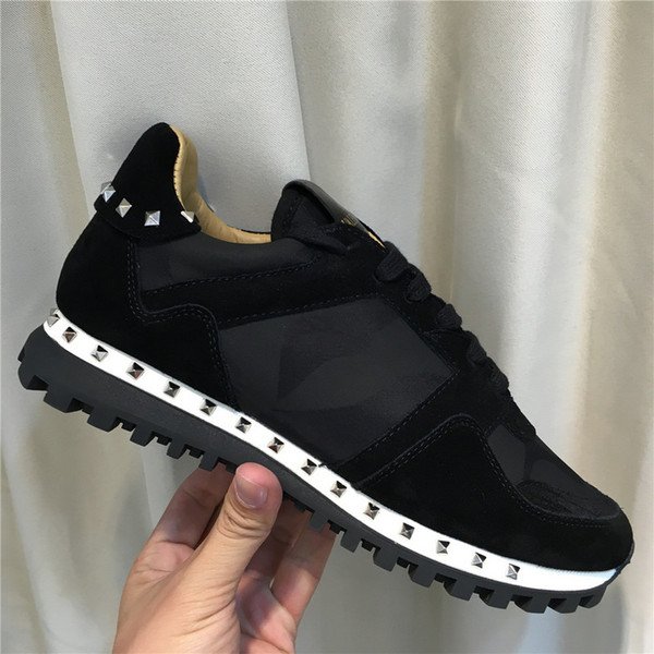 [Original Box] camo suede studded camouflage rock runner sneaker shoes for women,men stud casual cheaper sale EU36-46