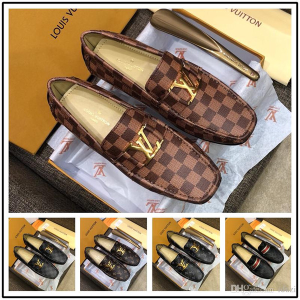 18ss Mens Office Dress leather shoes luxury handmade loafers slip on italian brand designer male dress shoes big size 38-46
