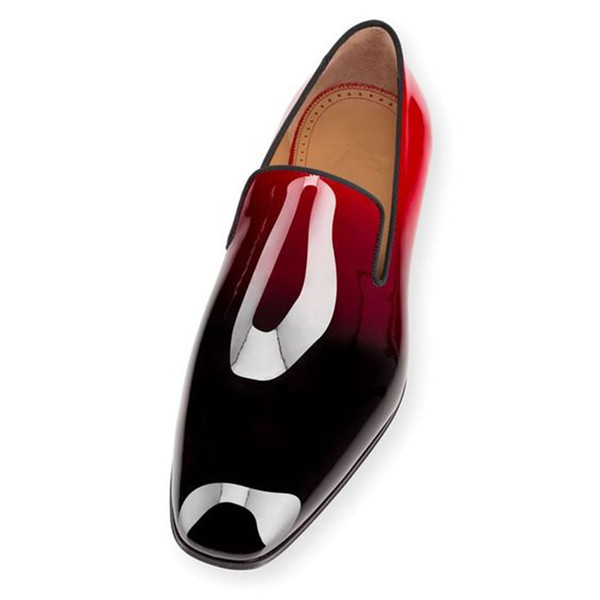 2017 Brand Red Bottoms Dandelion Flats Black Patent Leather Dress Shoes High Quality Chaussure Femme Mens Shoes Dress Loafers Shoes Size 46
