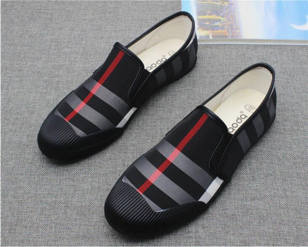 2018 Hot sales Brand Black and khaki canvas shoes luxurious brand men loafers black canvas leather insole men's casual shoes men's flat M579