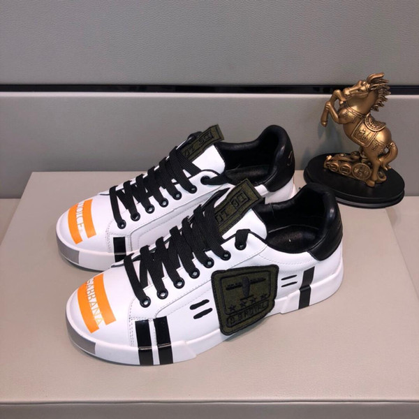 2019 summer new color matching casual shoes, men's personality wild white shoes, comfortable shoes, original box packaging: 38-44