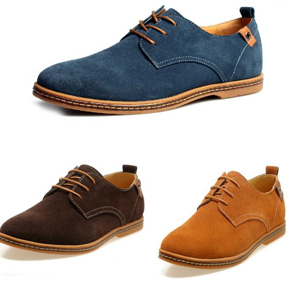 New Mens Casual Dress Formal Oxfords Shoes Wing Tip Suede Leather Flats Lace Up Big Size Shoes British Fashion Party Dress Shoes ZJ16-S02