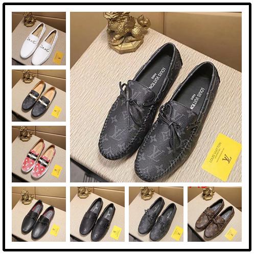 Brand Red Bottom Loafers Luxury Party Wedding Shoes Designer BLACK PATENT LEATHER Suede Dress Shoes For Mens Slip On Flats