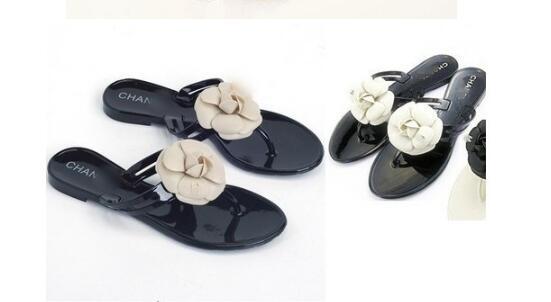 Wholesale-2017 summer women's floral slippers female's flip flops flowers slippers pvc sandals Camellia Jelly Shoes beach shoes