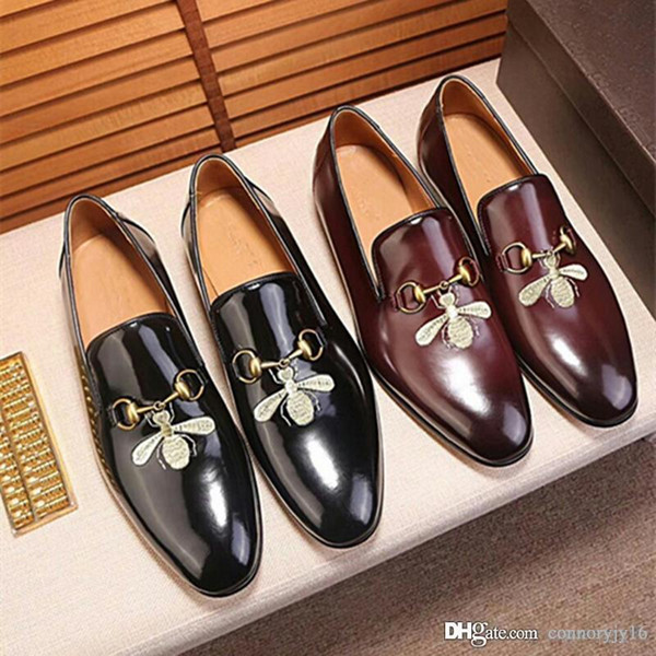 2019 Mens Tassel Loafer Black Brown Patchwork Cow Leather And Horsehair Slip On Dress Shoes Pointed Toe Men's Casual Shoes