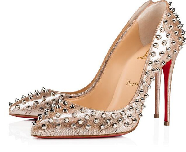 Christian Louboutin CL Fashion pump patent leather high heel ladies wedding shoes pointed high heels sexy ladies high heels, sheepskin 34-42 18