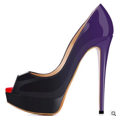 Classic Brand Red Bottom High Heels Platform Shoe Pumps Nude Black Patent Leather Peep-toe Women Dress Wedding Sandals Shoes size 35-42