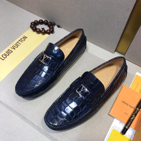 New French brand men's dress shoes quality brown black leather driving breathable banquet men's casual shoes free shipping 40-45 size