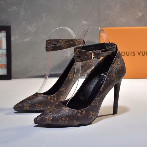 Full leather womens fashion high heels luxurys branded high quality ladies shoes size 35-42 Female