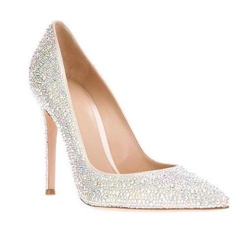 Elegant Bling Bling Crystal High Heel Pumps Pointed Toe Luxury Rhinestone Bride Dress shoes woman High Quality Fall Winter Pumps