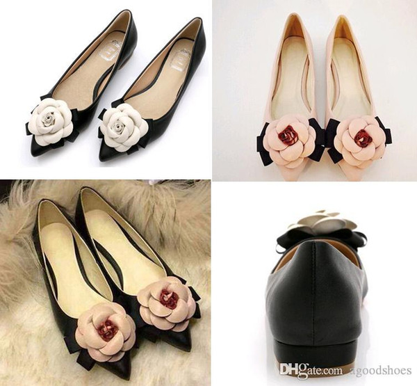 2019 new brand spring same style women camellia flowers mixed colors shallow mouth pointed toe flat shoes lady single shoe