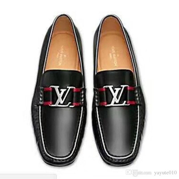 Size 38 45 Men Wedding Shoes Luxury Designers Red Bottom Loafers Business Dress Shoes,Black Patent leather loubiflat forever