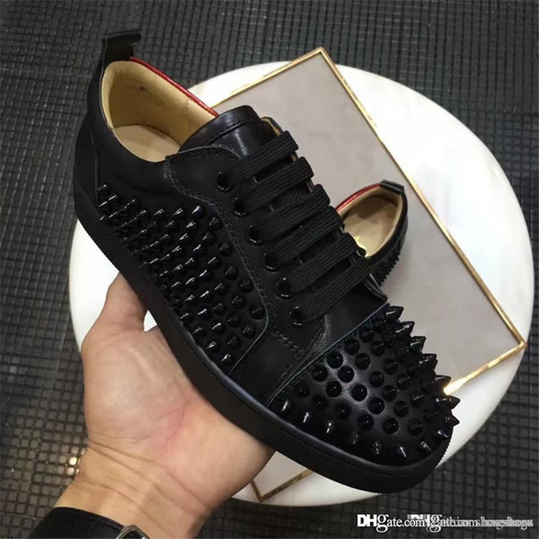 Top version Luxury brands Christian Multicolored New Red Bottoms Loafers Red Soles Fi CL Black Red Rivet Shoes With Original