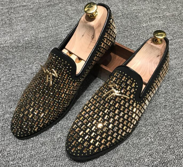 new arrival wedding shoes Man point toe dress shoe designer mens Loafers Set auger flats office