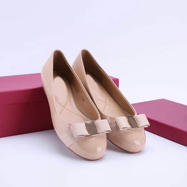 2019 Fashion and Quality Hoclassic flat bow bow lady shoes designer, Fashion Designer Ladies real leather shoes size 34-42