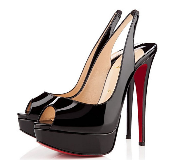 Hot Sale 2018 Womens Handmade Fashion Jamie 140mm Red Bottom High Heel Peep-toe Slip-on Party Dress Pumps Shoes All size