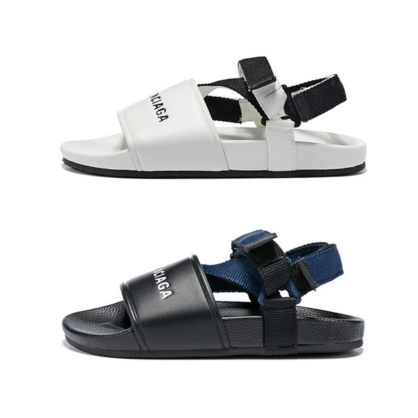 Luxury Designer Sandals Men Summer Black White Beach Slide Fashion Comfortable Flat Scuffs Slippers High Quality Outdoor Shoes Size36-45