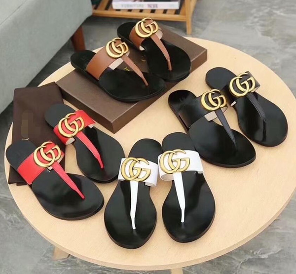 New Fashion Women's Casual sandals female Leather Slippers beach Shoes woman Luxury design flip-flops Peep Toe Sandals G85