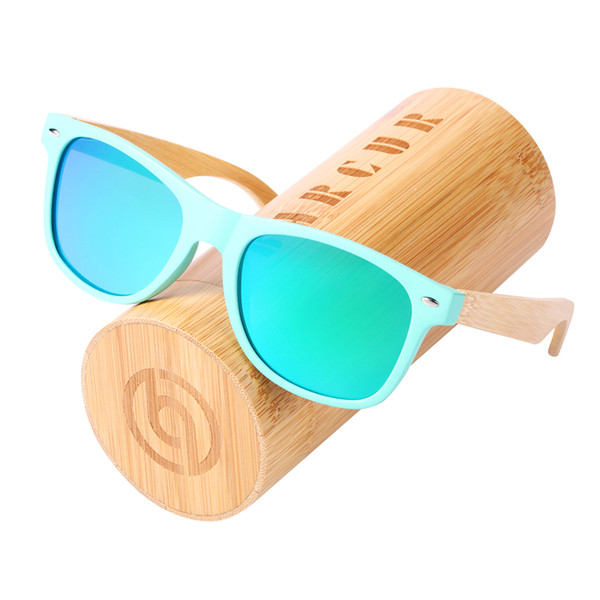 BARCUR 2018 Latest Sunglasses Wood Decoration Young Style Square Green Frame UV400 Protection Glasses HD Polarized Eyewear