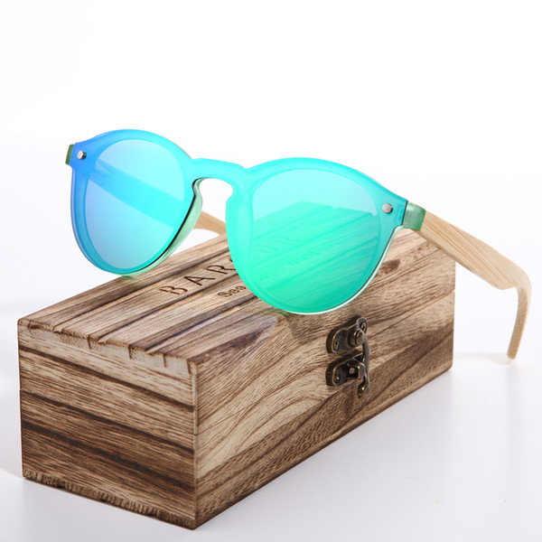 BARCUR Cat Eye Wood Bamboo Sunglasses Women Fashion Mirror Sunglasses Women Men Brand Designer HD Glasses