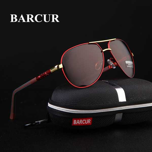 BARCUR Men Sunglasses 2018 Brand Original HD Polarized Driver glasses Polaroid Sun glasses Male Pilot Eyewear