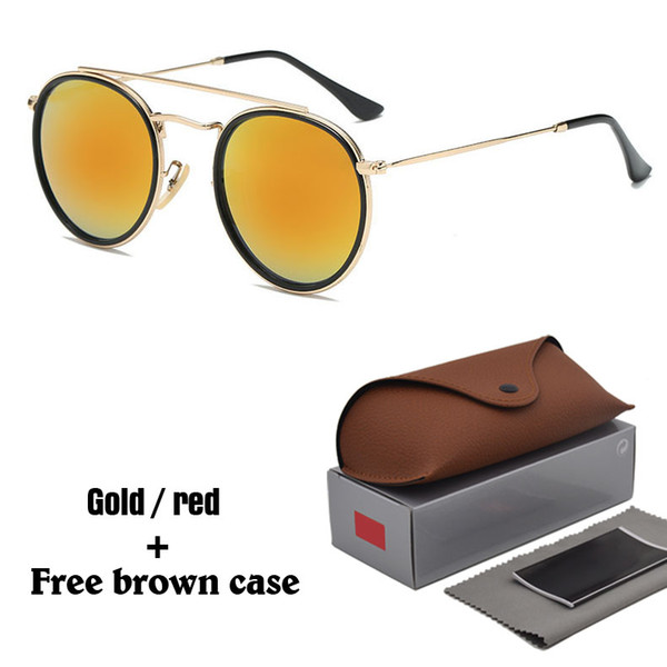 Brand Designer Round Metal Sunglasses Men Women Steampunk Fashion Glasses Retro Vintage Sun glasses with free cases and box