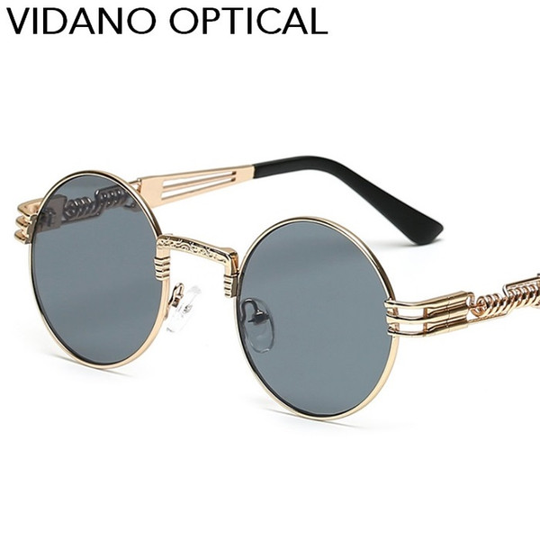 Vidano Optical Round Metal Sunglasses Steampunk Men Women Fashion Glasses Brand Designer Retro Vintage Sunglasses UV400