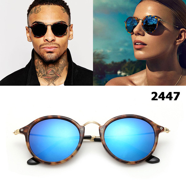 New 2018 Fashion Classic Vinatge 2447 Round Style Sunglasses Men Women Brand Design Sun Glasses Oculos De Sol Gafas