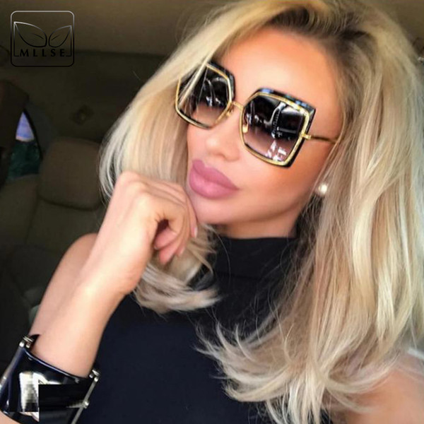 MLLSE Fashion Oversize Square Sunglasses for Women Brand Designer Vintage Retro Big Frame Female Sun Glasses Women's Sunglasses