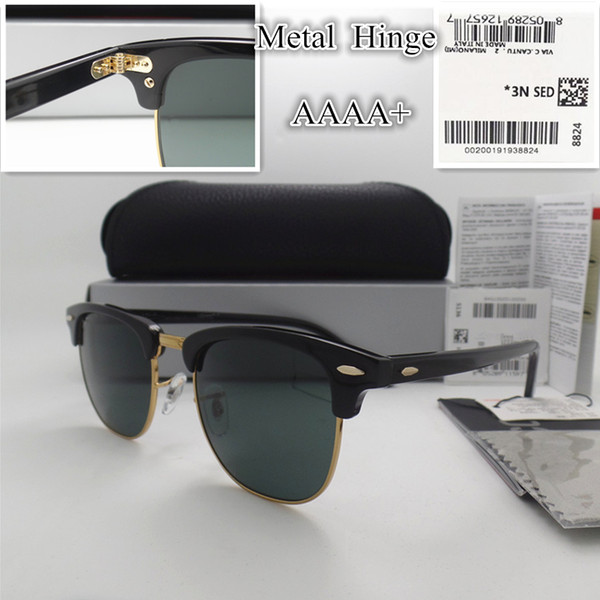 AAAA+ quality Glass lens 51MM Brand Designer Fashion Men Women Plank frame Coating Sunglasses Sport Vintage Sun glasses With box