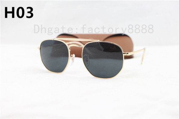 1 Pcs Top quality Men's Sunglasses Unisex Style Metal Hinges UV400 Flash Lens Vintage Square Oculos De Sol Masculino 3648 With Box Case