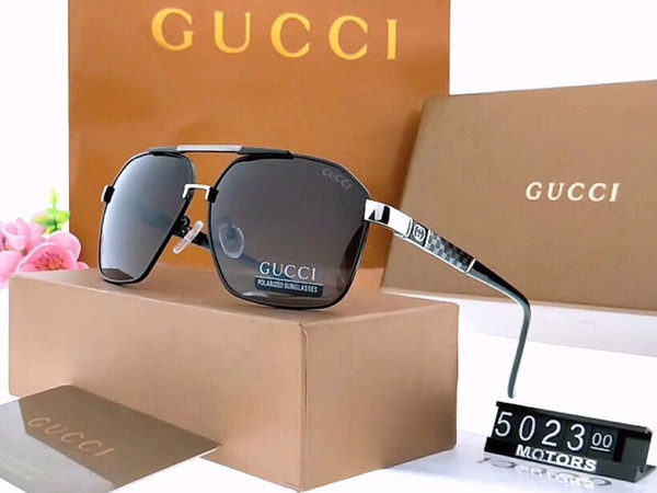 Free shipping fashion brand sunglasses retro retro male brand designer shiny gold frame laser logo with top quality female box