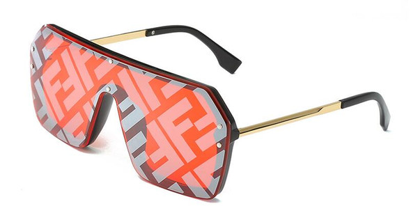 Fashion Oversized One Pieces Square Sunglasses Women F Letter Flat Top Red Sun Glasses For Female Shades