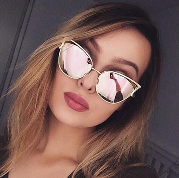 Women Fashion Twin-Beams Cateye Vintage Sunglasses Brand Designer Retro Points Sun Glasses superstar Female Lady Cat Eye UV400