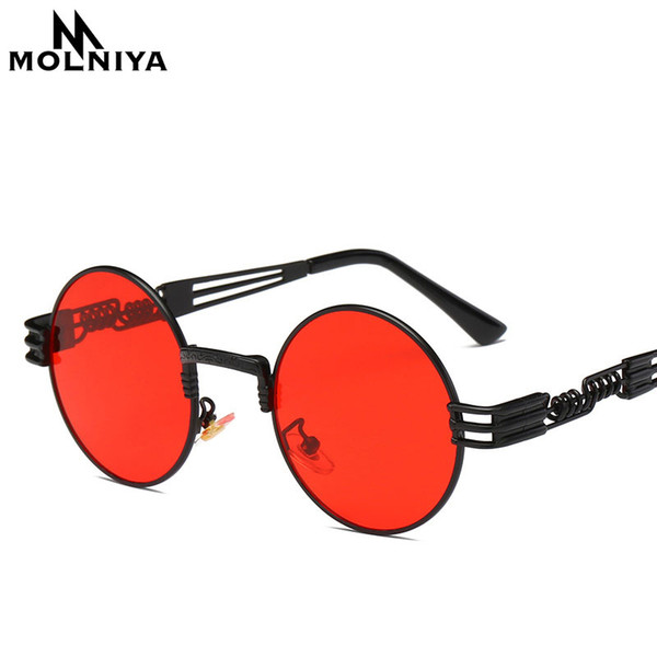 Steampunk Sunglasses Luxury Men Round Sun glass Coating Glasses Metal Vintage Retro Lentes of Male 16 colors