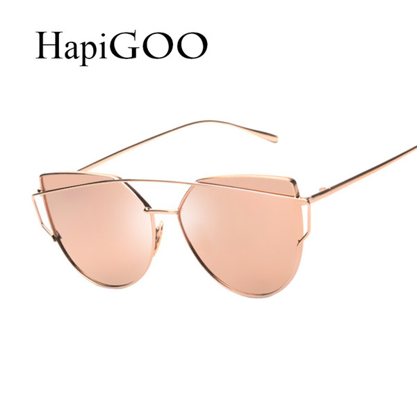 New Women Cat Eye Sunglasses Fashion Women Brand Designer Twin-Beams Coating Mirror Sun glasses Female Sunglasses