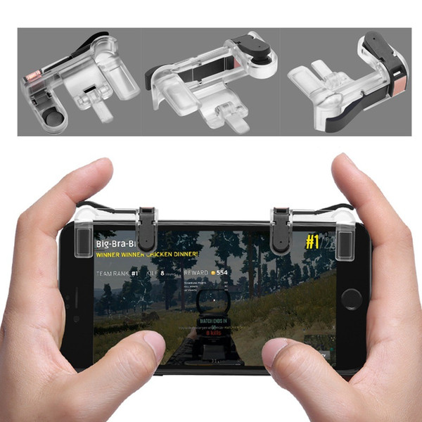 MASiKEN 1Pair PUBG Mobile Game Fire Button Aim Key Smart phone Gaming Trigger L1 R1 Shooter Controller Transparent V3.0