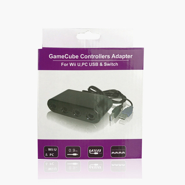 4 Ports GameCube Controller Adapter for Wii U PC USB Switch Game Converter IN retail package 40pcs/lot