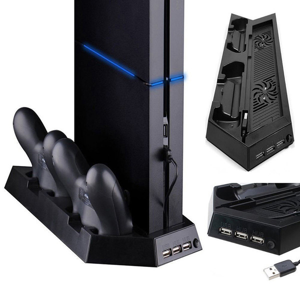 PS4 Dual Cooling Fan USB Charging Dock Station Vertical Stand For Playstation 4 Controllers and Console with Retail Box